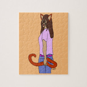 Puzzle fille chat
