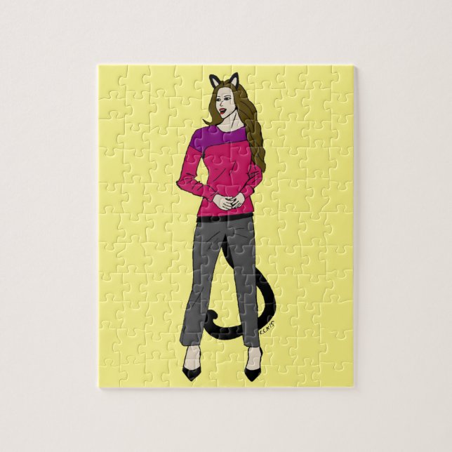 Puzzle fille chat  (Vertical)