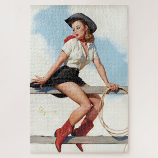 Puzzle Fille de cow-girl pin-up vintage Art rétro occiden