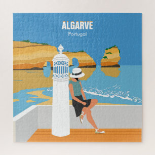 Puzzle Fille de la plage d'Algarve voyage style vintage