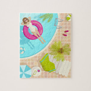 Puzzle Fille de piscine en bikini plage d'été