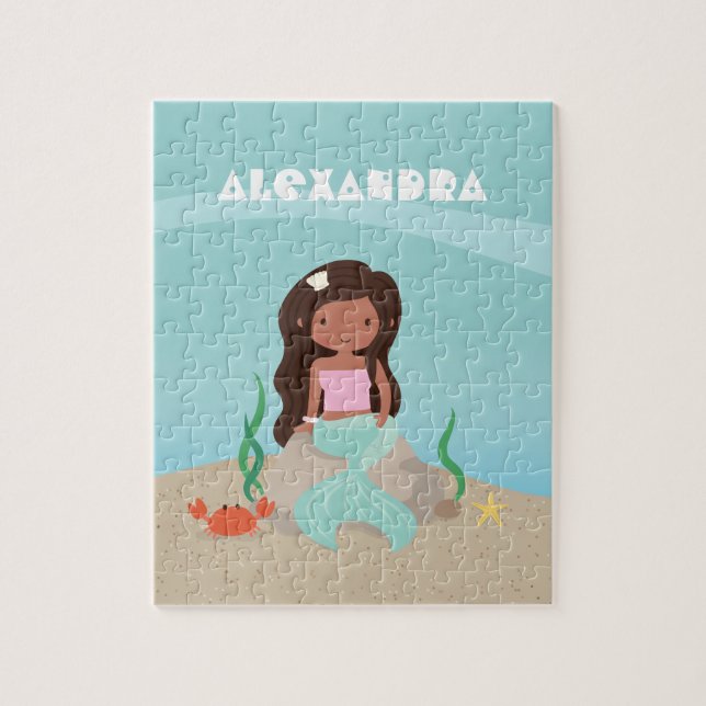 Puzzle Fille de sirène afro-américaine Enfants Personnali (Vertical)