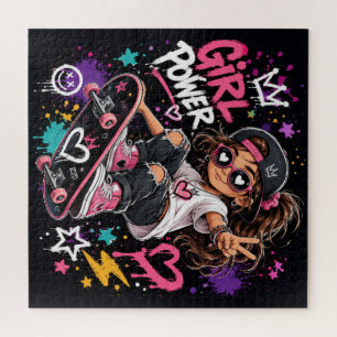Puzzle Fille de skateuse cool dessin animé style graffiti