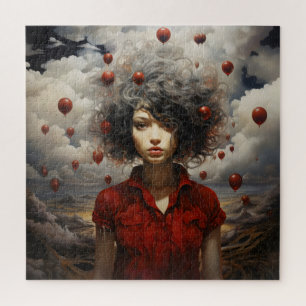 Puzzle Fille en Art Moderne Rouge
