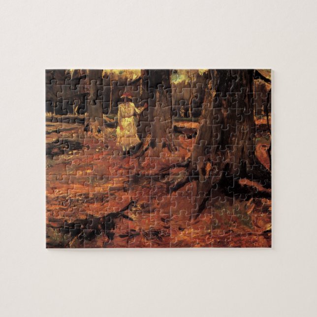 Puzzle Fille en blanc dans les bois par Vincent van Gogh (Horizontal)