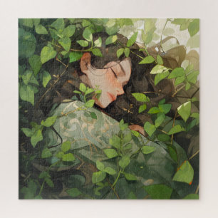 Puzzle Fille endormie dans la forêt Anime