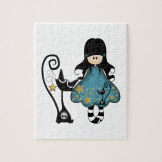 Puzzle Fille Girly de Goth avec le chat noir