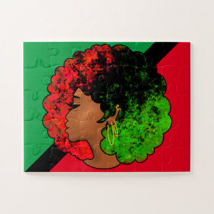 Puzzle Fille noire panafricaine femme rouge vert fierté a