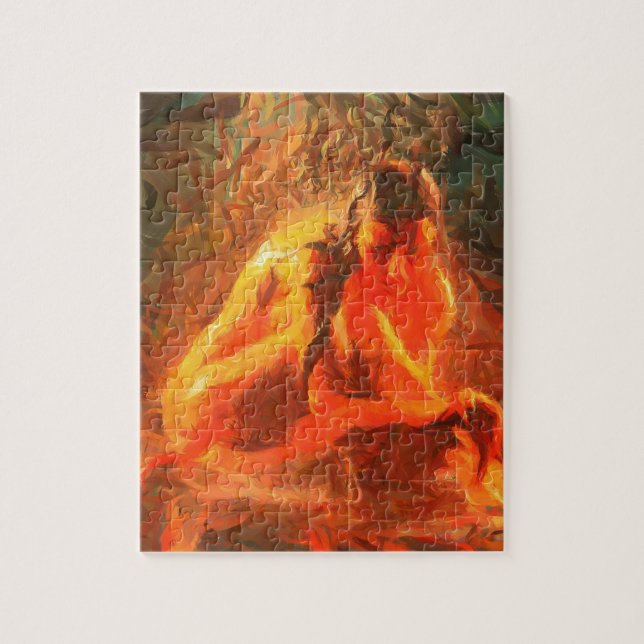 Puzzle Fille sur le feu - art passionné du feu (Vertical)