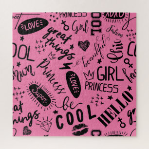 Puzzle Filles Calligraphic : Motif de mode sans couture