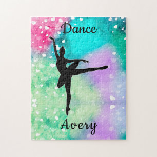 Puzzle Filles Danse Aquarelle avec Coeurs flottants
