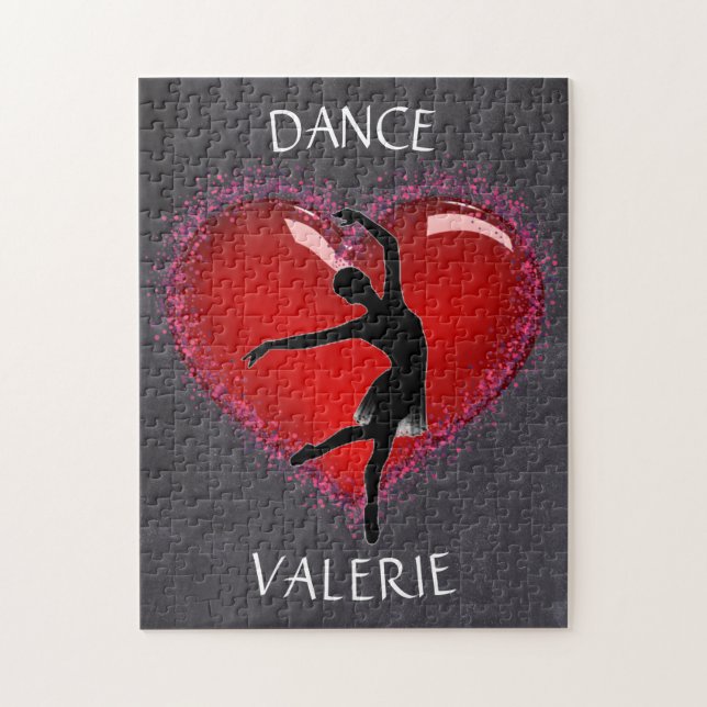 Puzzle Filles Danse Chalkboard Coeur avec/ Nom personnali (Vertical)