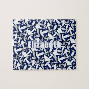 Puzzle filles garçons bleu blanc volleball équipe couleur