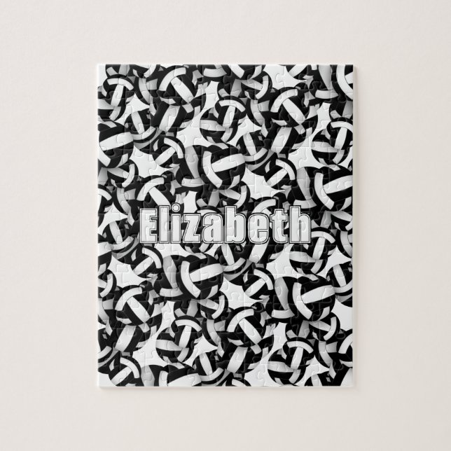 Puzzle filles garçons noir blanc équipe couleurs volley-b (Vertical)