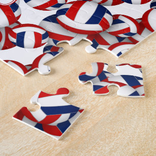 Puzzle filles garçons nom rouge bleu volleball équipe cou