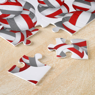 Puzzle filles garçons rouge gris équipe couleurs volley-b