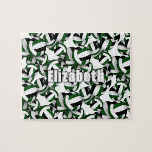 Puzzle filles garçons vert noir volleball équipe couleurs