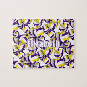 Puzzle filles garçons violet or volleyball équipe couleur