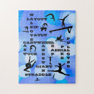 Puzzle Filles Gymnastique Compétences Mots-croisés Bleu