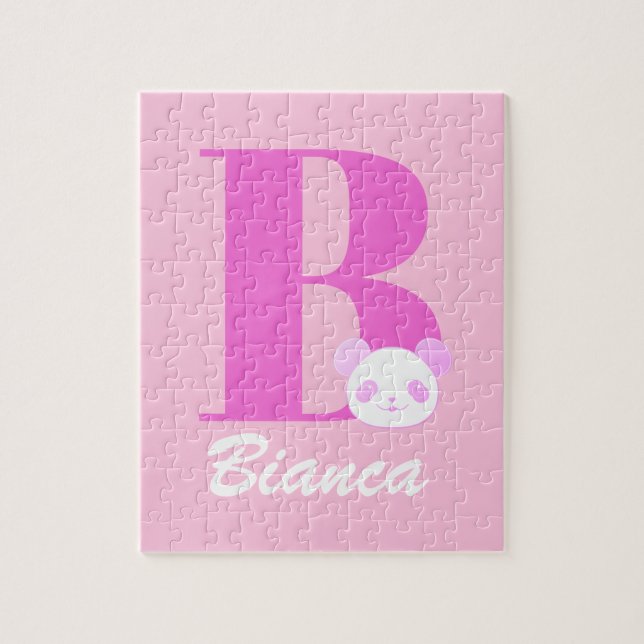 Puzzle Filles Nom Lettre personnalisée en rose (Vertical)