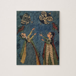 Puzzle Filles pilotant des cerfs-volants, peinture