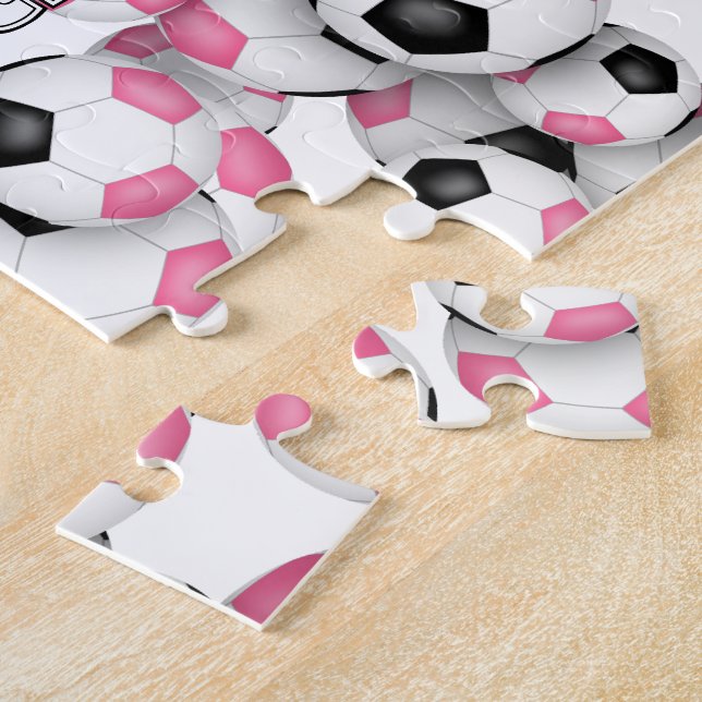 Puzzle filles soccer noir rose personnalisé (Côté)