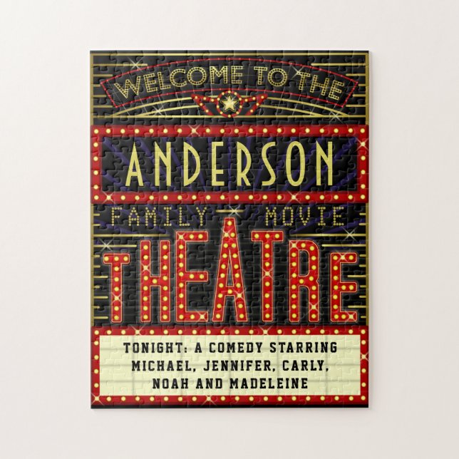Puzzle Film Theatre Marquee Home Cinéma | Nom personnalis (Vertical)