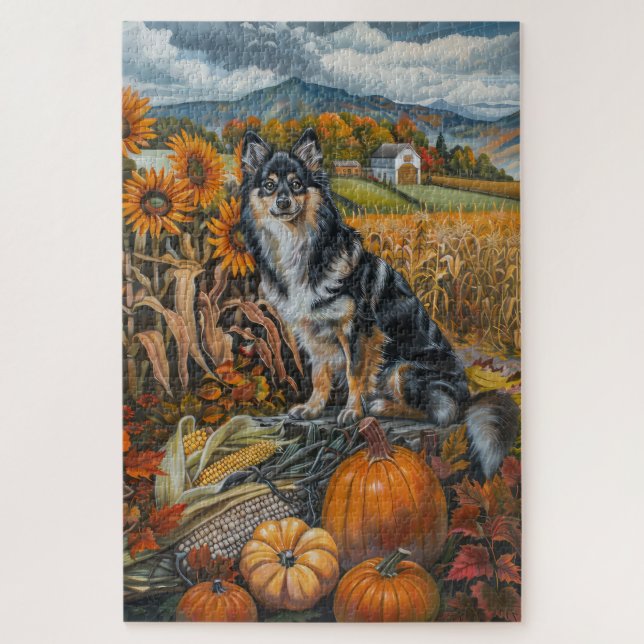 Puzzle Finlandais Lapphund Chien Automne récolte Thanksgi (Vertical)
