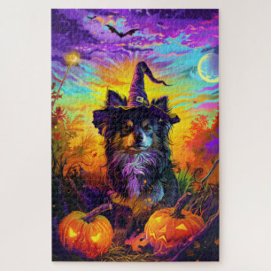 Puzzle Finlandais Lapphund Chien Halloween sorcière et Ci
