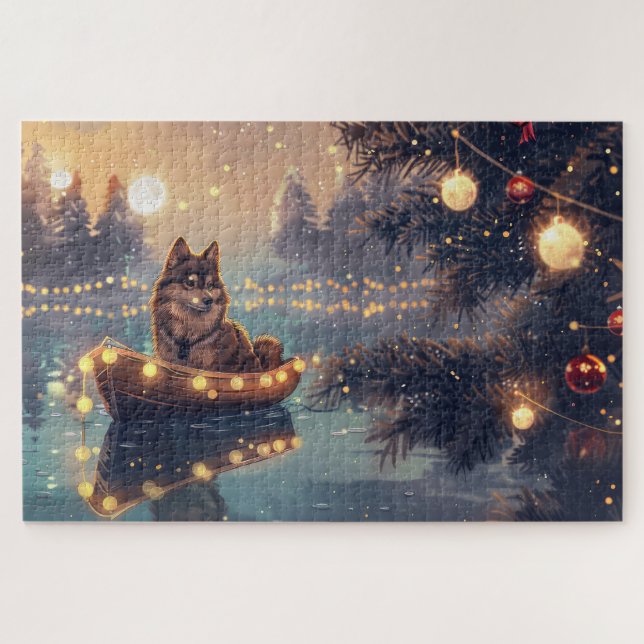 Puzzle Finlandais Lapphund Noël Festive Voyage (Horizontal)