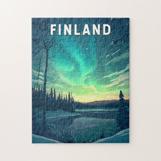 Puzzle Finlande Illustration Voyage Art Vintage (Vertical)