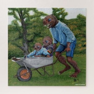 Puzzle Fish Man Automne Amusants Imaginaire Art Grand Puz