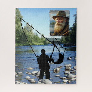 Puzzle Fisherman Silhouette in river Personalize