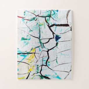 Puzzle Fissures Abstraites en bleu jaune vert