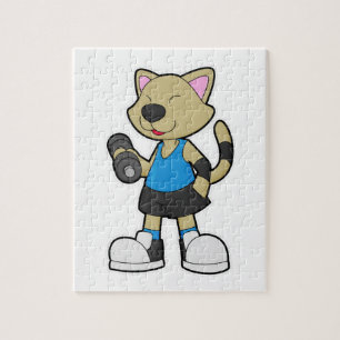 Puzzle Fitness au chat avec Dumbbell