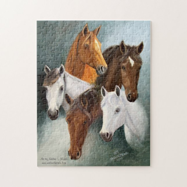 Puzzle, Five Horse Heads Jigsaw Puzzle (Vertical)