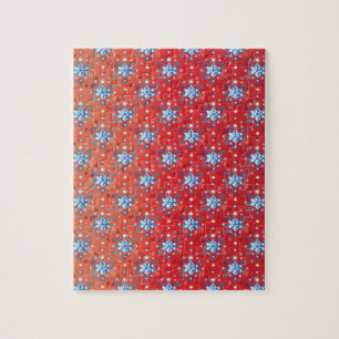 Puzzle Flacon de Noël rouge et bleu Abstrait