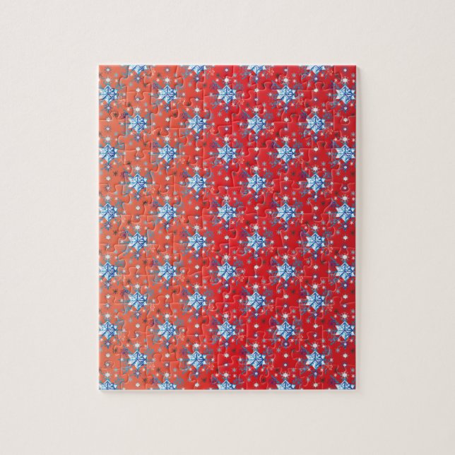 Puzzle Flacon de Noël rouge et bleu Abstrait (Vertical)