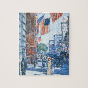 Puzzle Flags Fifth Avenue par Childe Hassam, Art Vintage