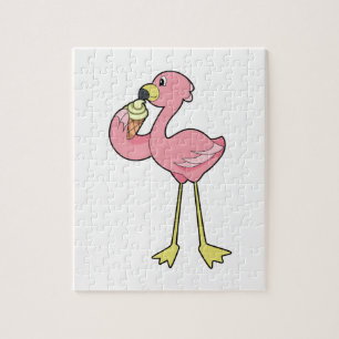 Puzzle Flamant rose à la crème glacée gaufre