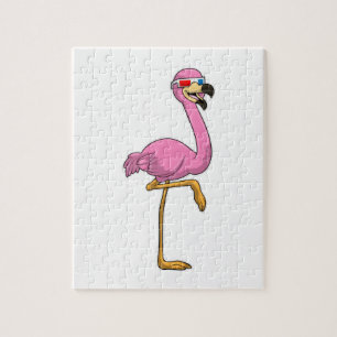 Puzzle Flamant rose avec lunettes