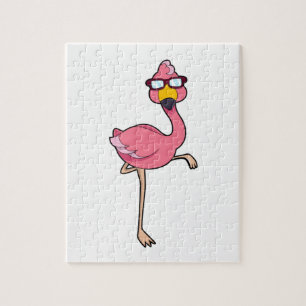 Puzzle Flamant rose avec lunettes de soleil