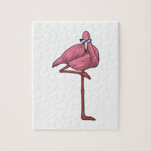 Puzzle Flamant rose avec lunettes de soleil