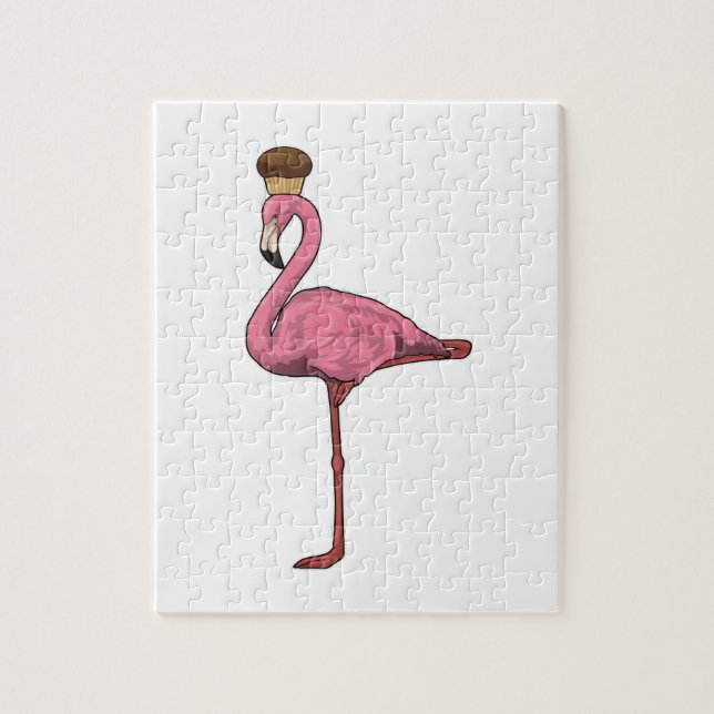 Puzzle Flamant rose avec muffin (Vertical)