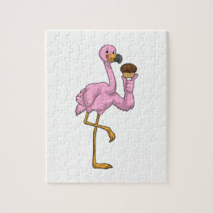 Puzzle Flamant rose avec muffin