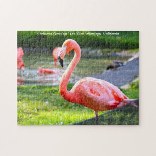 Puzzle Flamant Rose Californie. Vœux de Noël