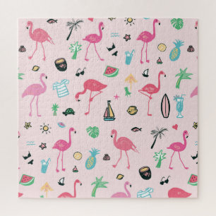 Puzzle Flamant rose été : Vibrant Motif d'oiseaux