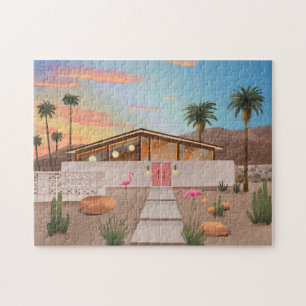 Puzzle Flamant rose moderne du milieu du siècle Maison Ji