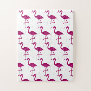 Puzzle Flamant rose pailleté rose brillant faux scintille