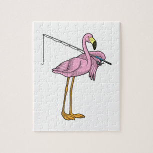 Puzzle Flamant rose Pêche Pêcheur Pêcheur canne